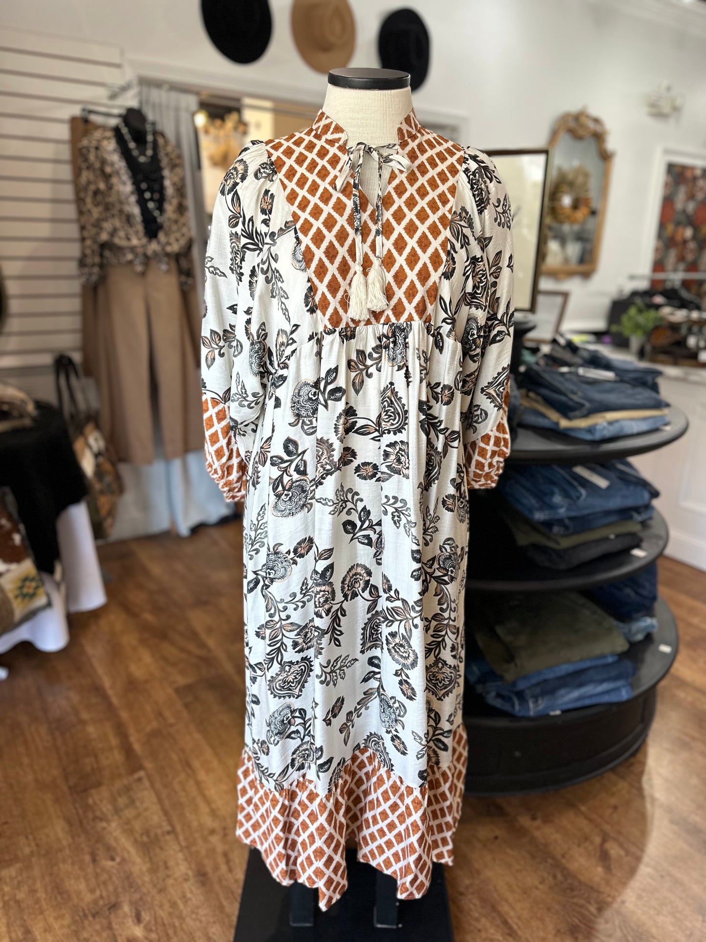 Perfect Vision Mixed Print Midi Dress