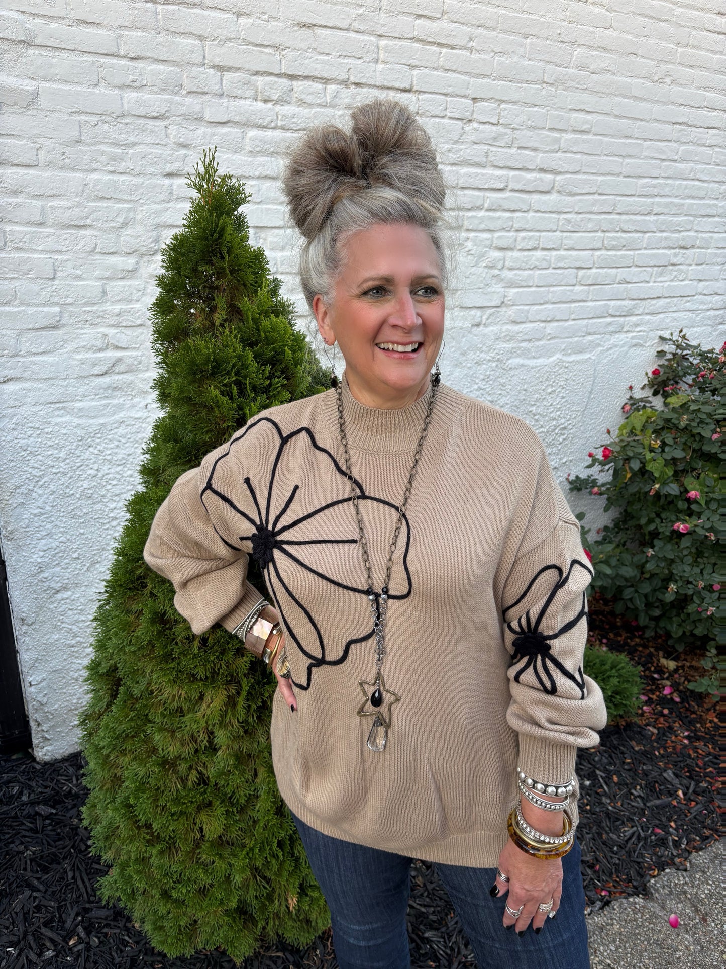 Lucky You're Here Flower Sweater