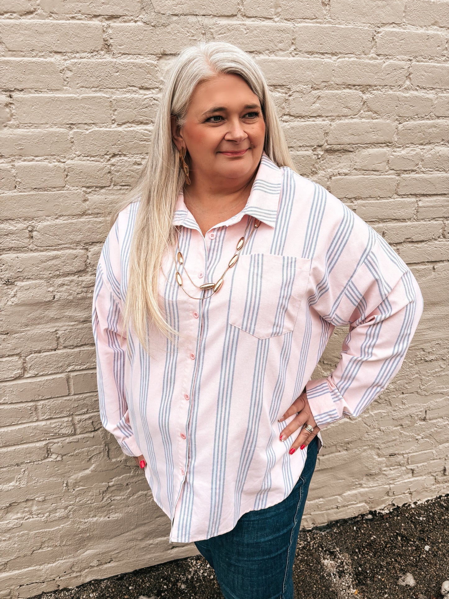 Hear Me Out Striped Button Down Shirt
