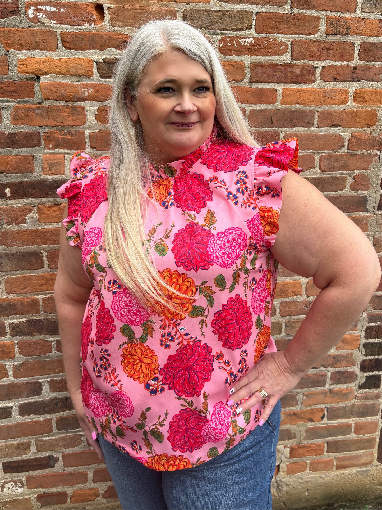 Floral Fields Ruffle Sleeve Top