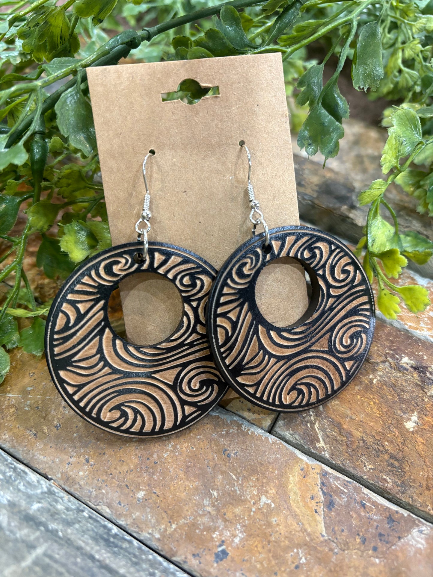 Honey Timber Wooden Earrings / Floral