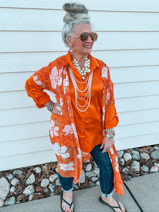 Hit The Coast Floral Print Duster