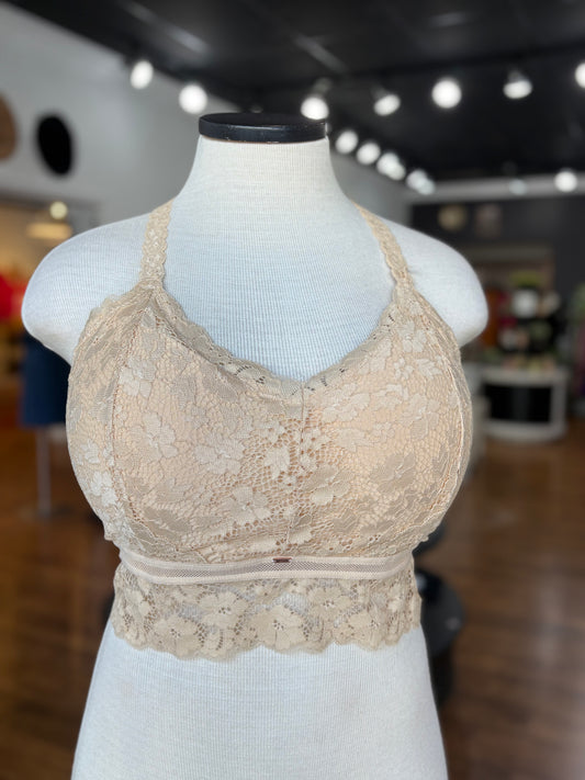 Juliette Deluxe Racerback Lace Bralette ~ Nude