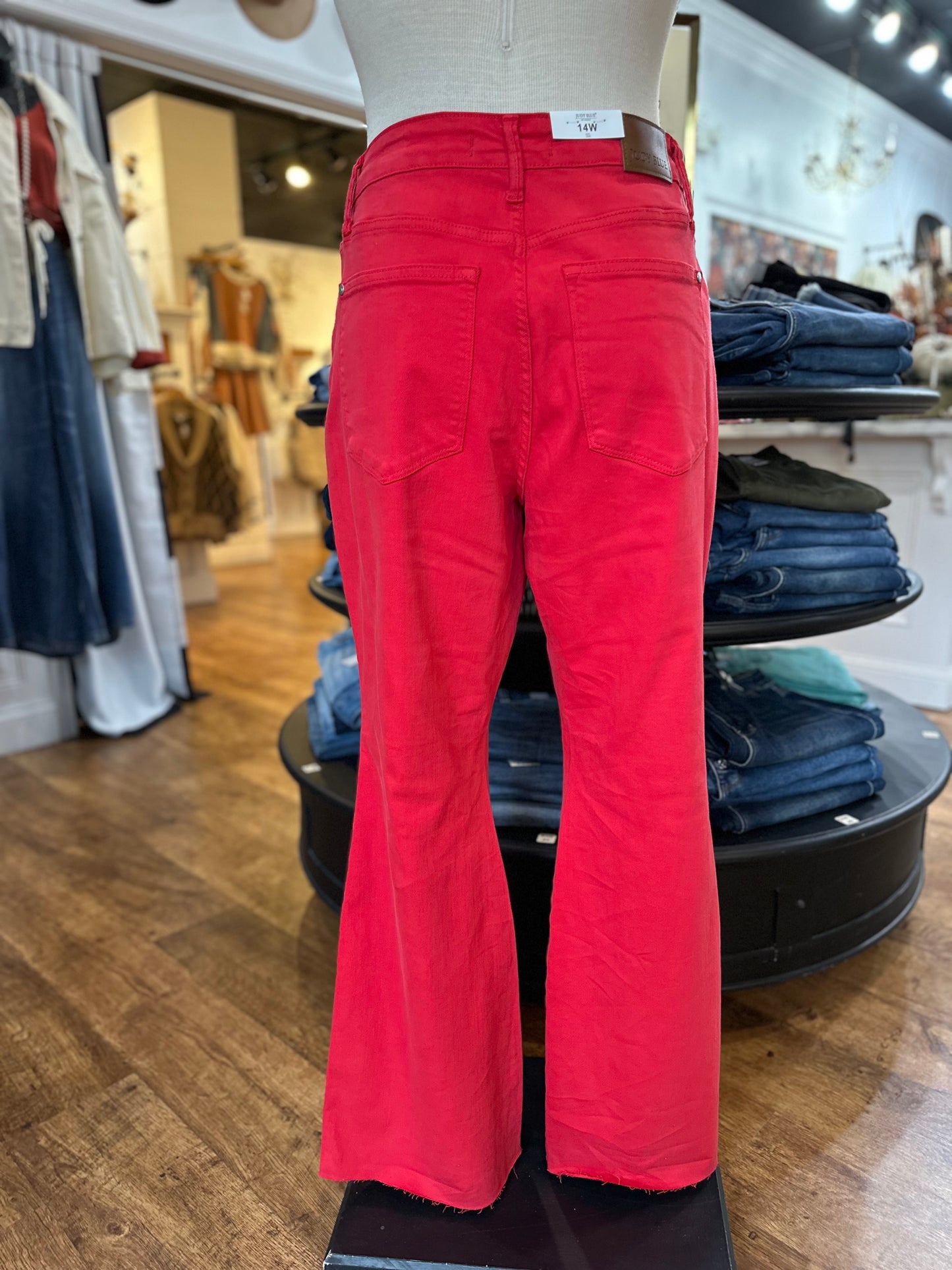 Judy Blue High Waist Tummy Control Flare Jeans in Red ~ SERAPHINA
