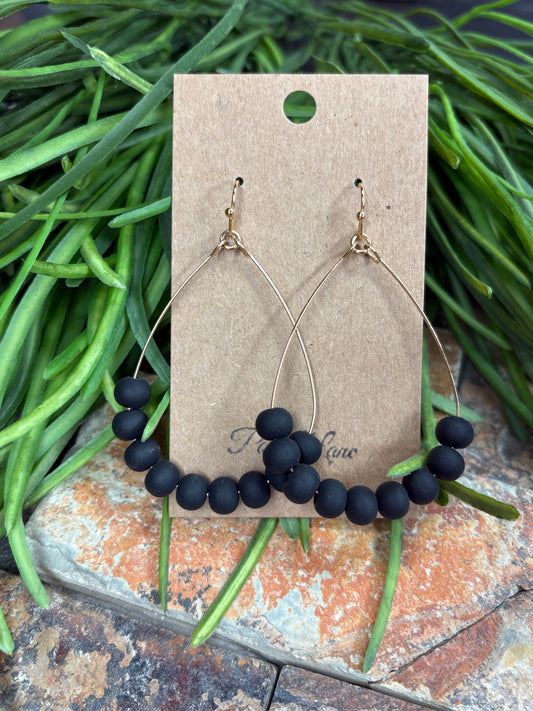 Effortlessly Chic Black Beaded Earrings