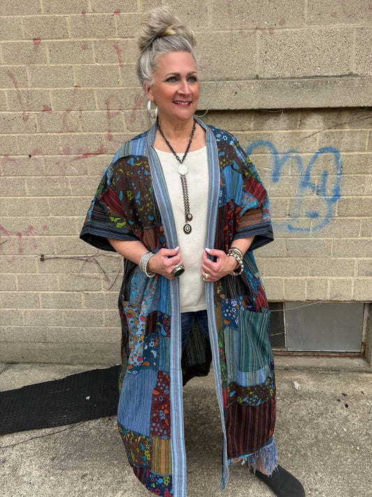 Take On The World Patchwork Kimono