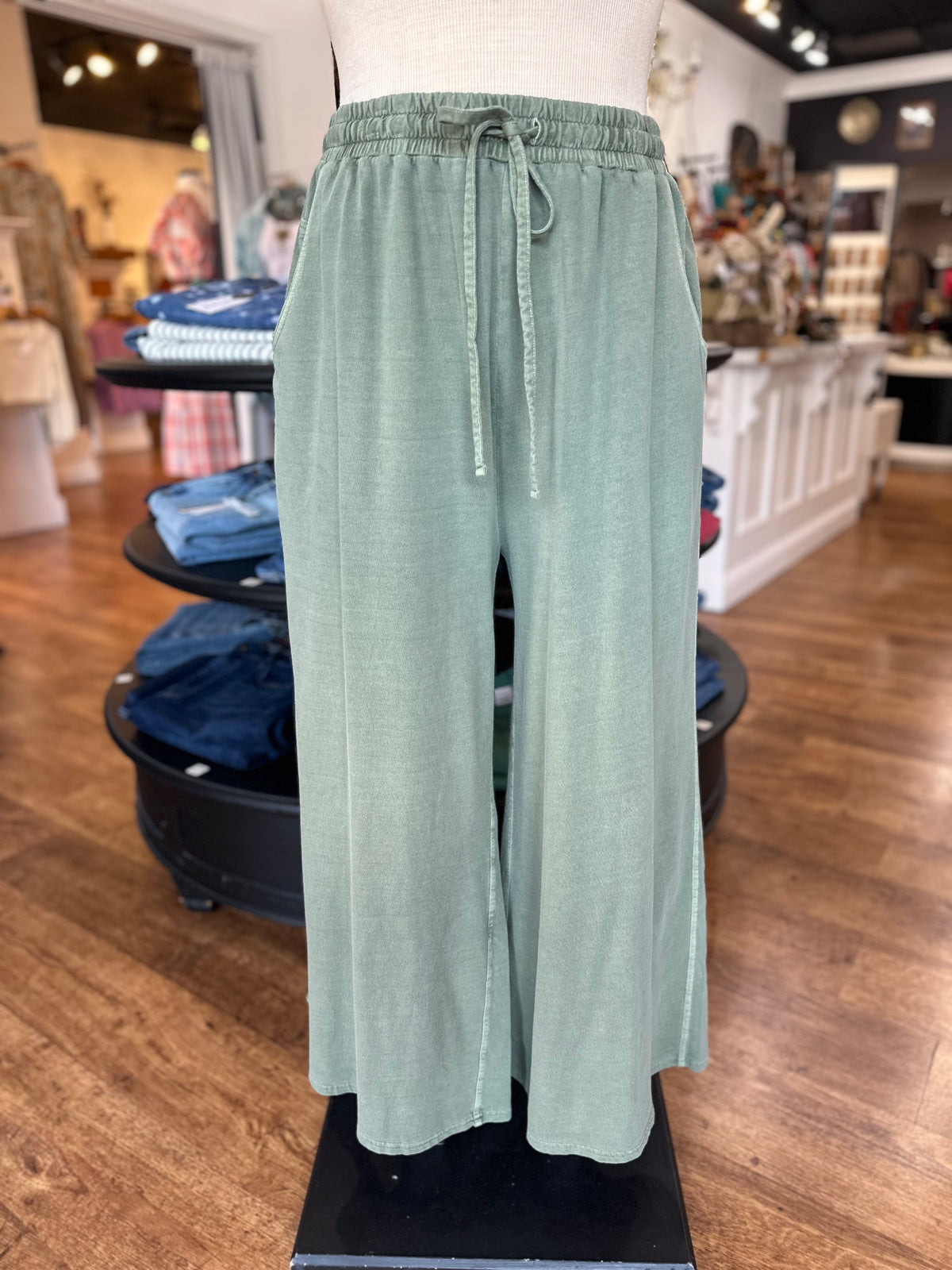 Want It More Wide Leg Pants ~ Army Green