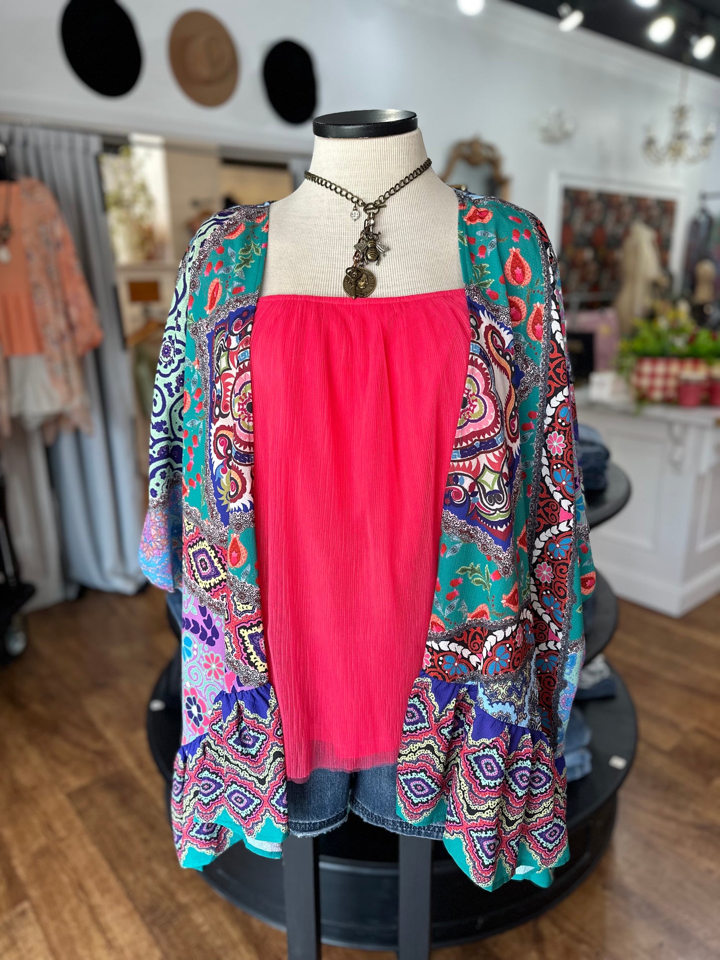 Wishful Thinking Mixed Print Kimono ~ Green Mix