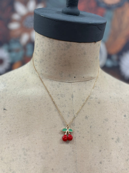 Cherry Kisses Charm Necklace