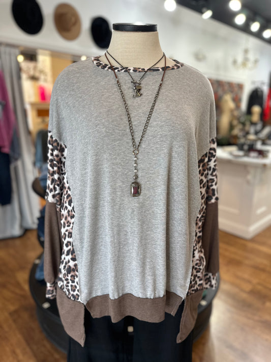 Wild One Leopard Color Block Top