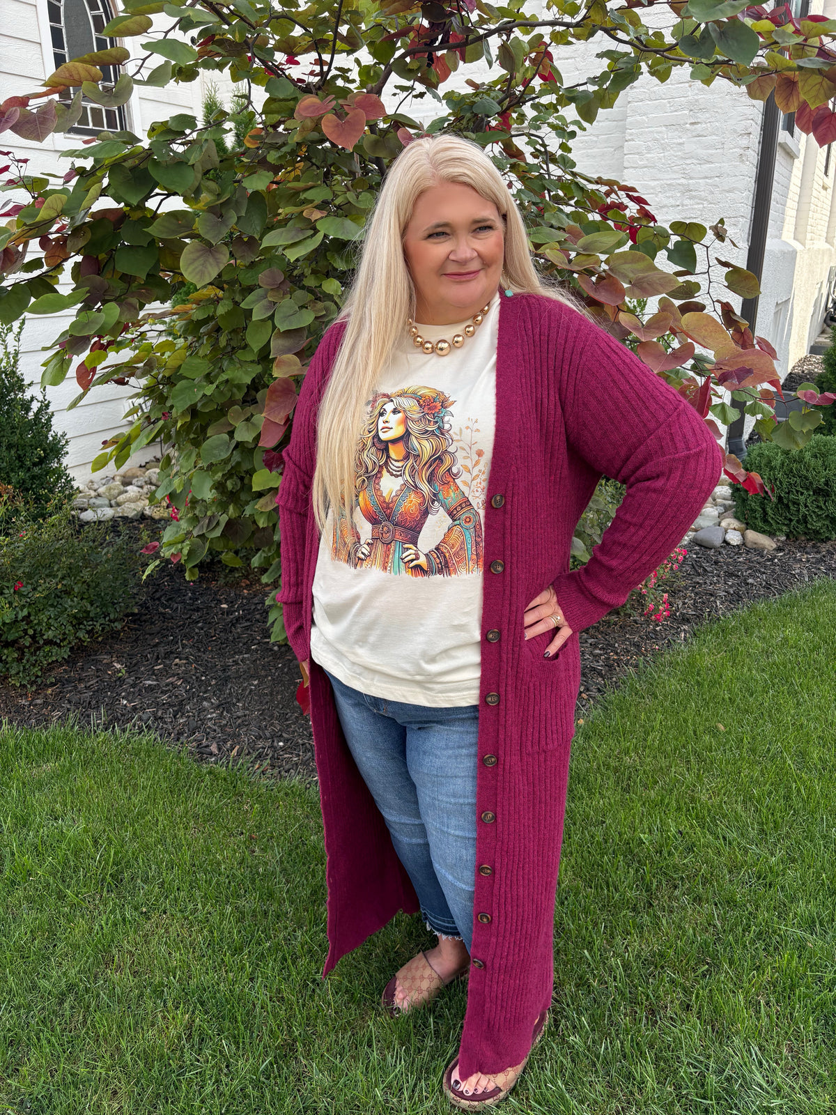 Filled With Hope Duster Cardigan ~ Wine