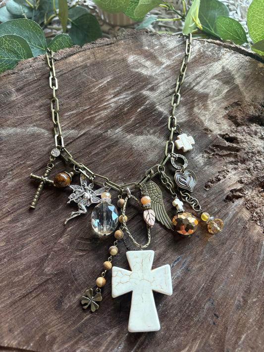 Dare To Cross The Limits Gypsy Junk Charm Necklace
