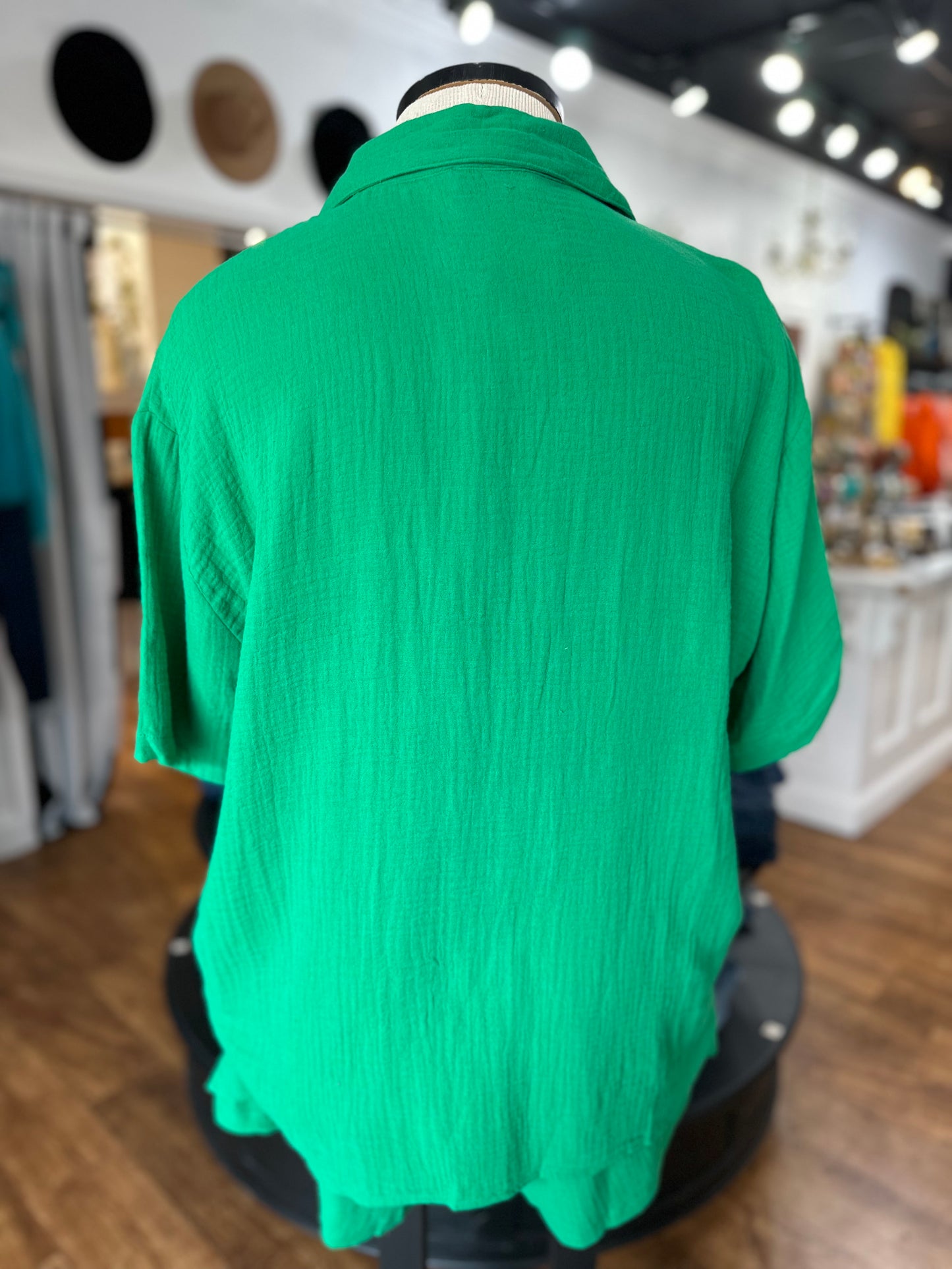 On My Time Button Down Top ~ Green