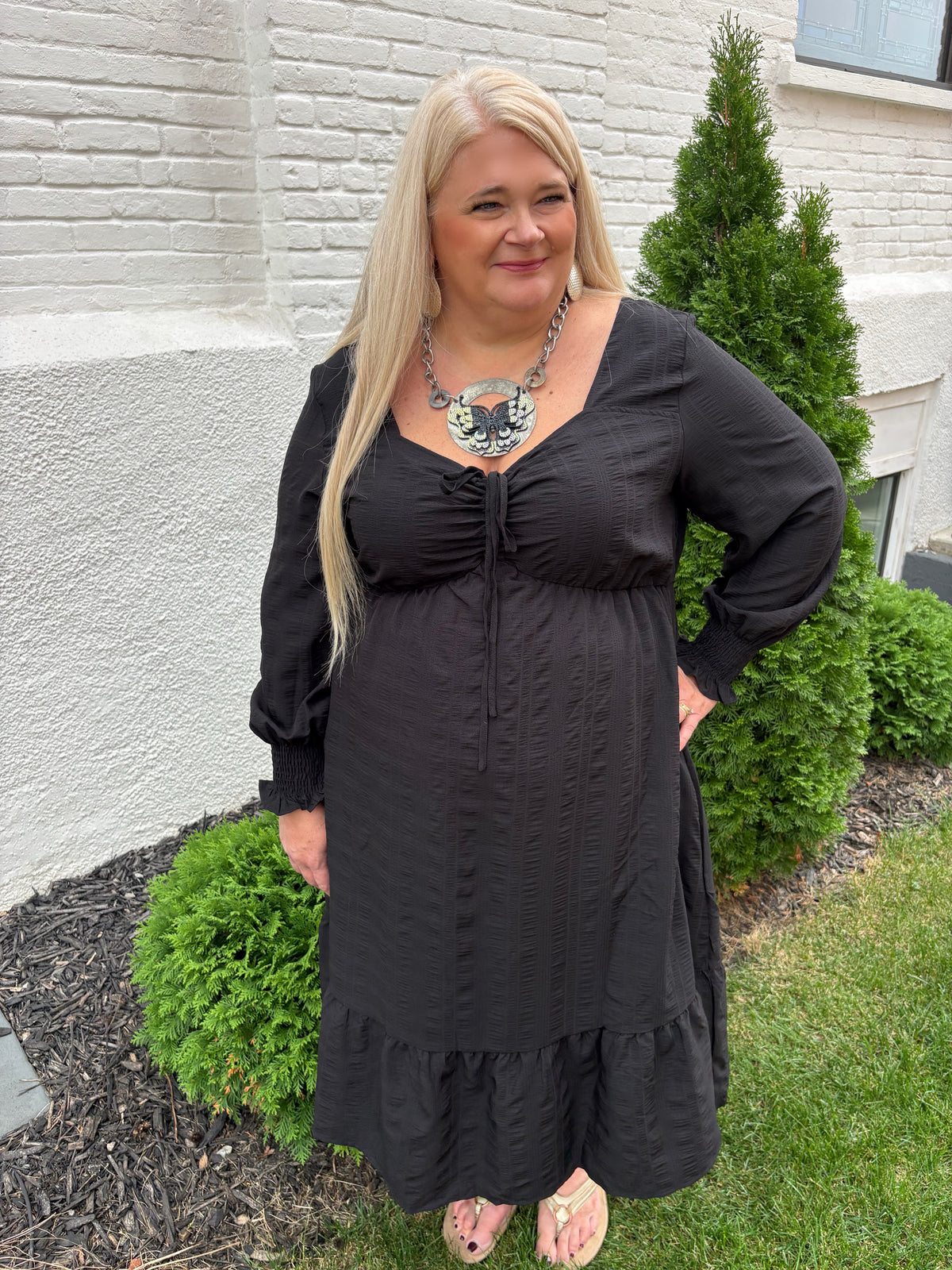 Something Extra Black Midi Dress