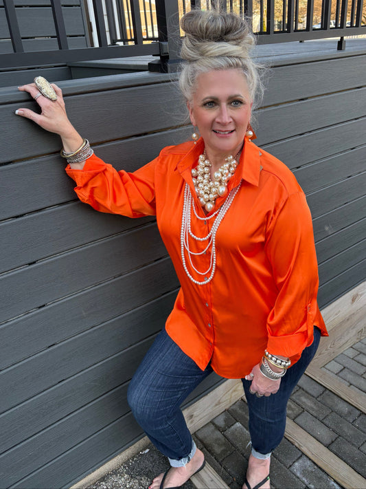 Feeling Bold Satin Long Sleeved Top