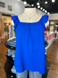 Put It To The Test Ruffle Tank ~ Royal Blue