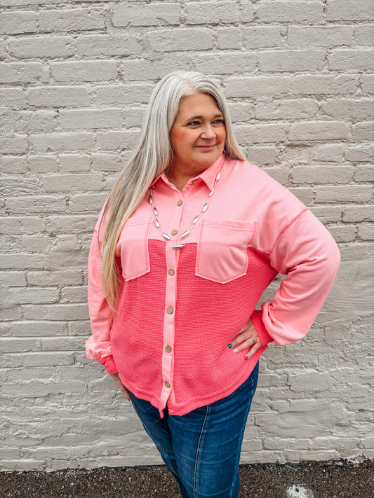 Lasting Impression Waffle Shacket