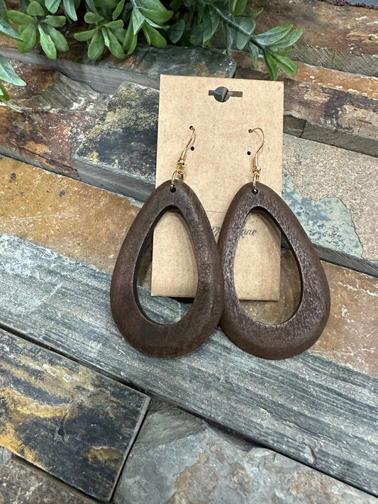Sweet Stolen Moments Wooden Teardrop Earrings