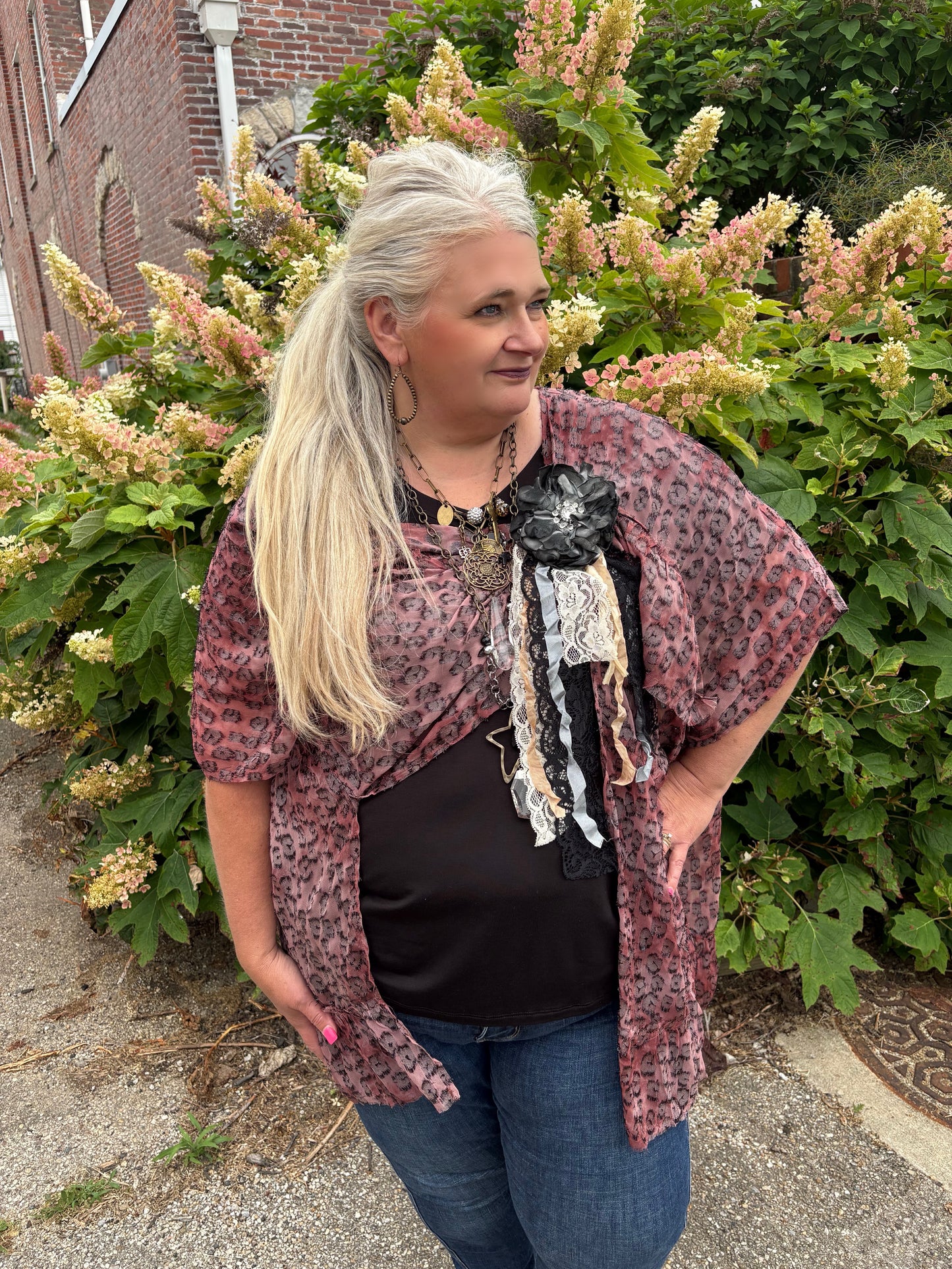 Sheer Dyed Leopard Kimono