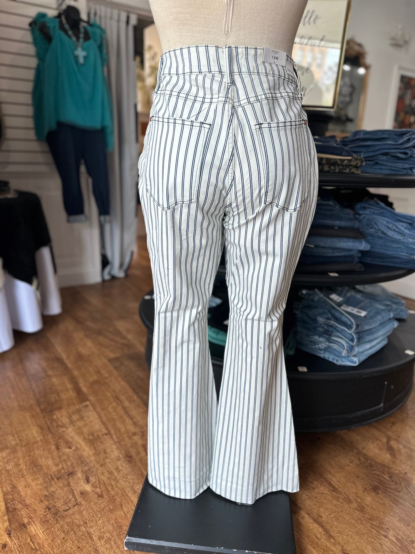 Judy Blue High Waist Pin Stripe Flare Jean ~ REBEL