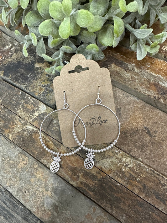 The Party Goes On Pineapple Earrings ~ Silver