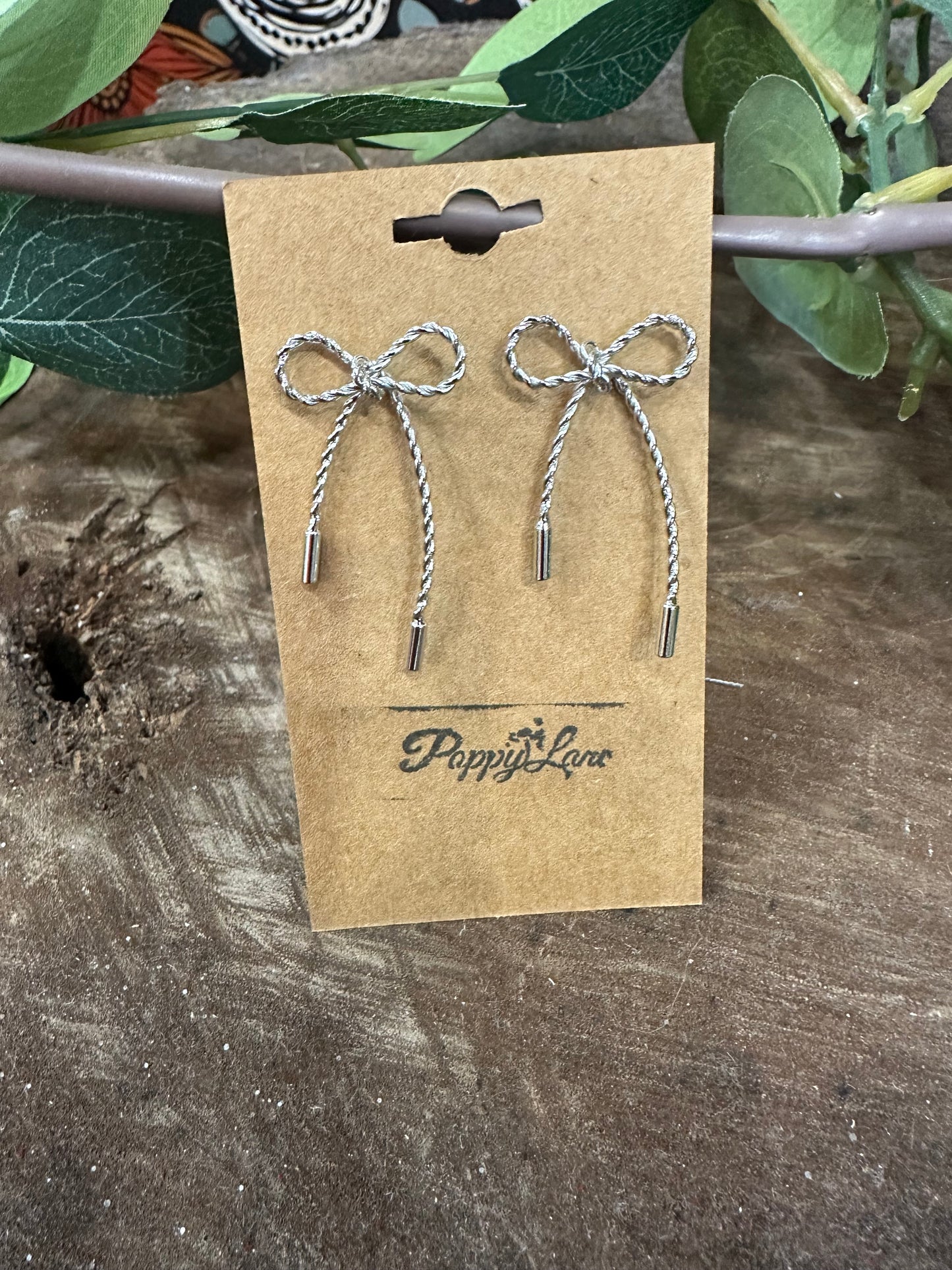 Twisted Bow Earrings ~ Silver