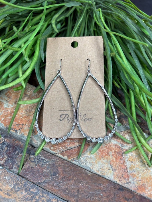 You're Invited Rhinestone Teardrop Earrings - Silver