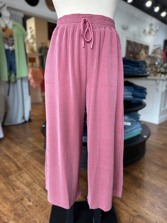 Keep Believing Textured Knit Pants ~ Mulberry