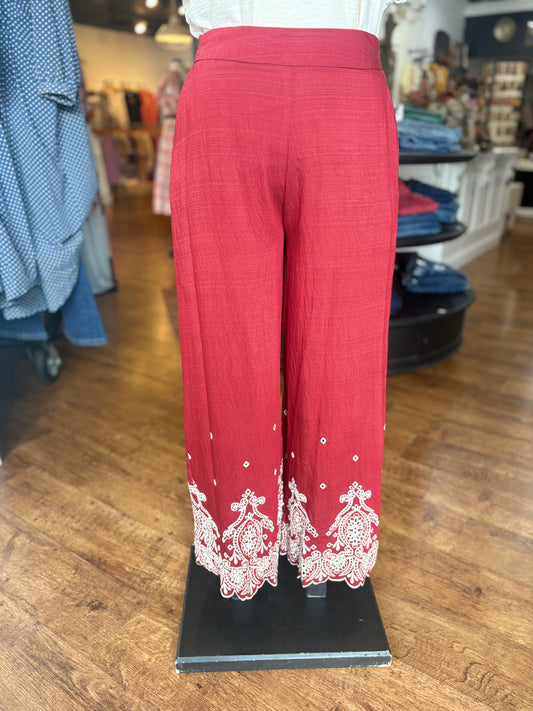 Take It Away Embroidered Wide Leg Pants