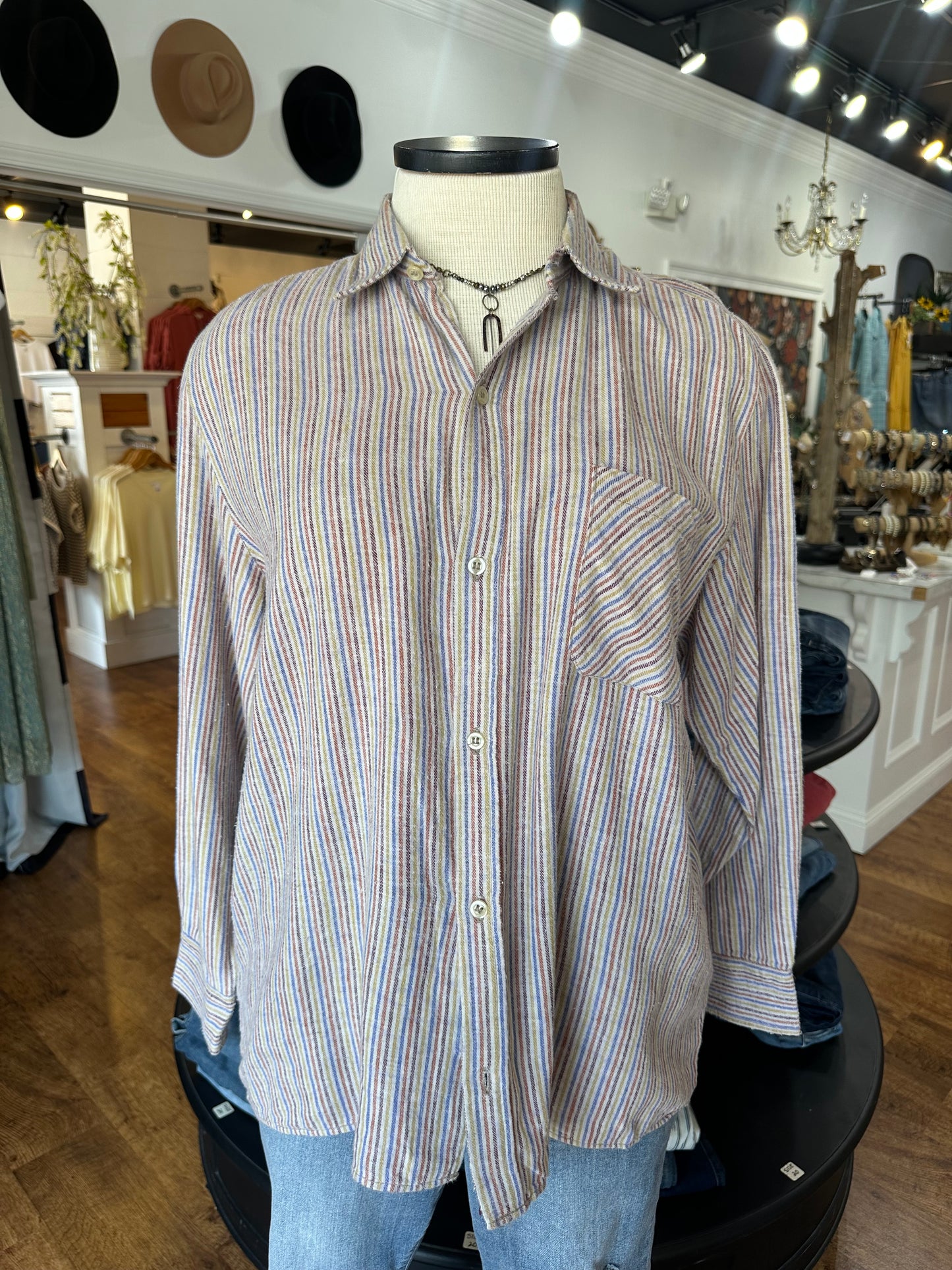 Life Is Not A Fairytale Striped Button Down Top