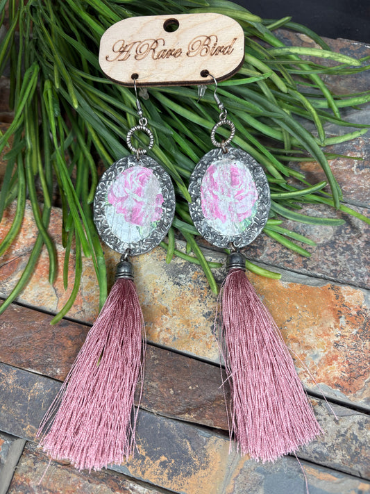 Forever Enchanted Rose Tassel Earrings -  A Rare BIrd