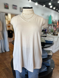 Pulling For You Sleeveless V-Neck Tank ~ Taupe