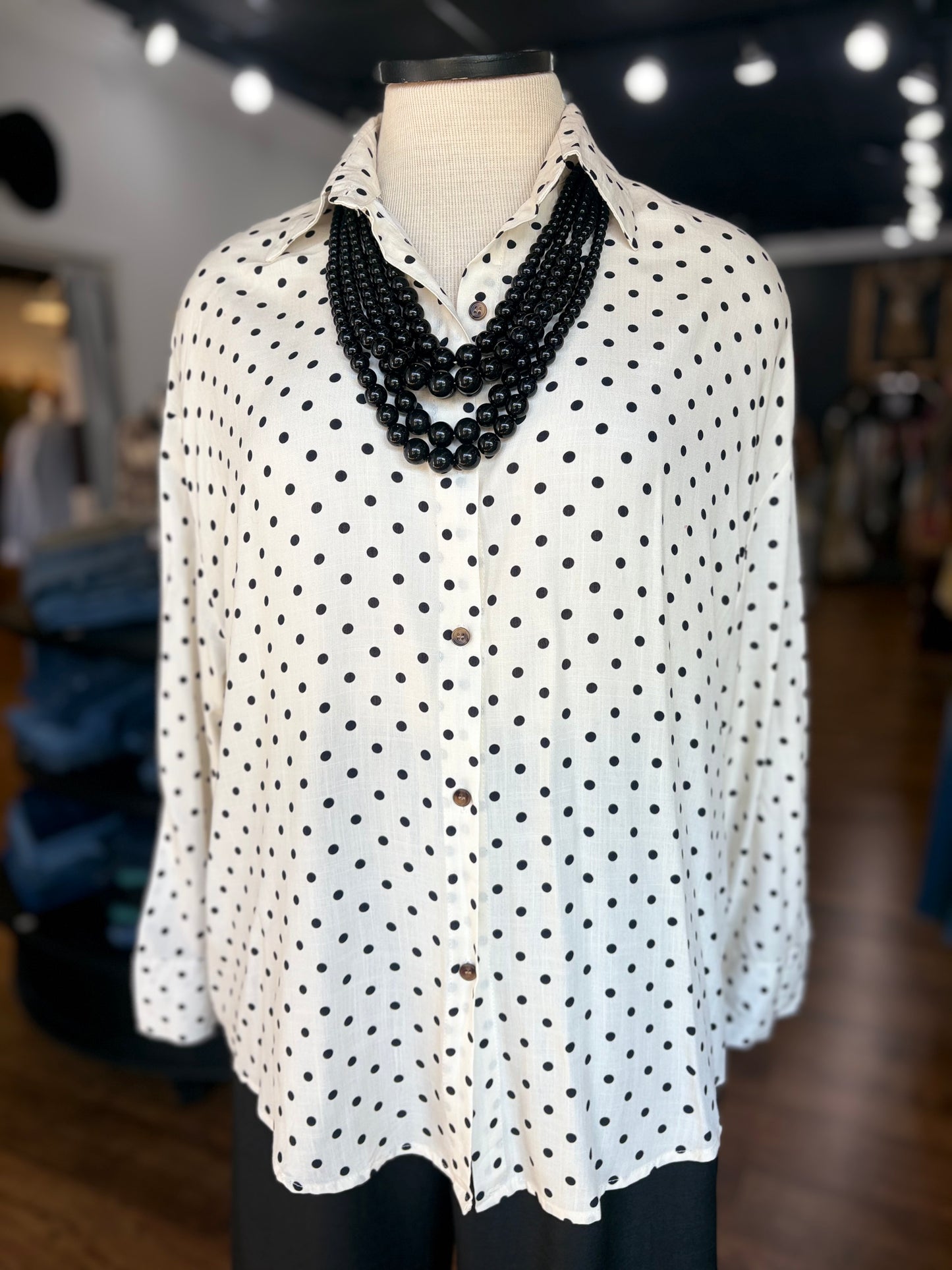 On Point Button Up Shirt  ~ Polka Dot