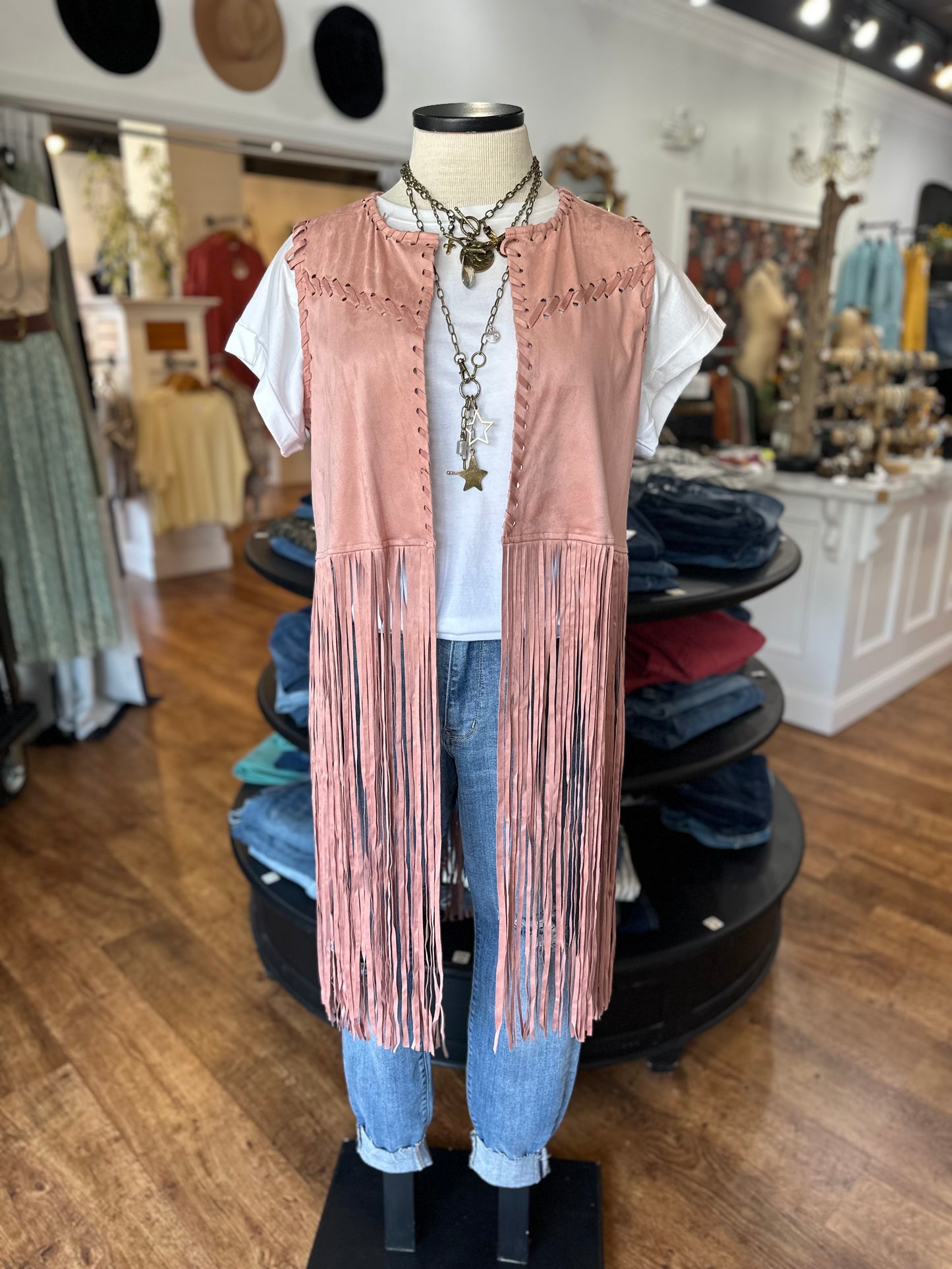Fringe Benefits Suede Vest