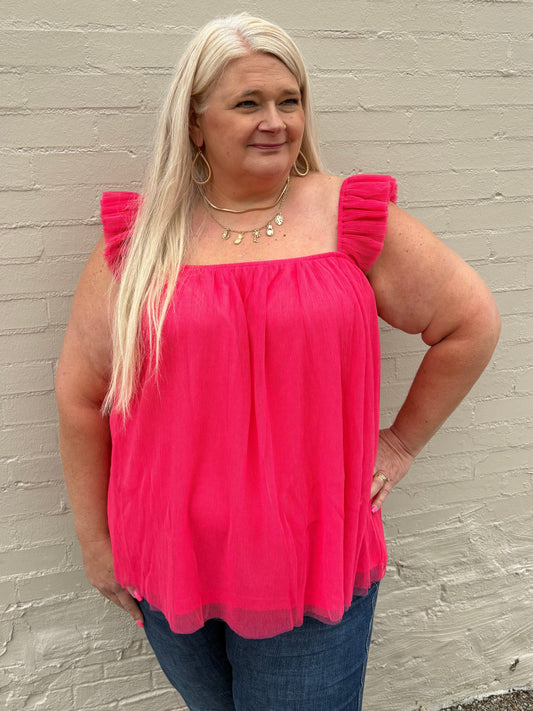 Lead The Way Frill Top ~ Pink