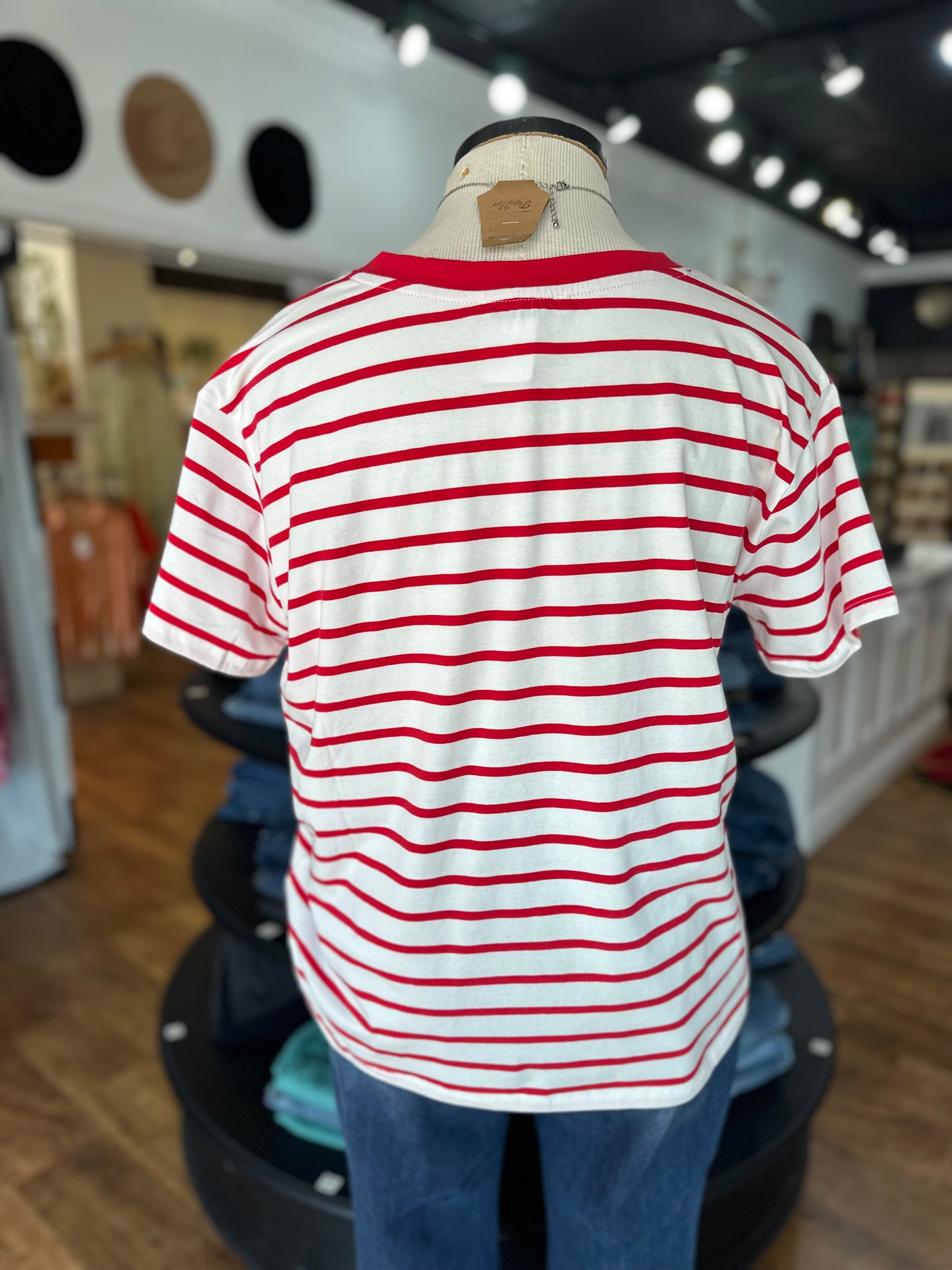On Repeat Striped Tee Shirt ~ Red
