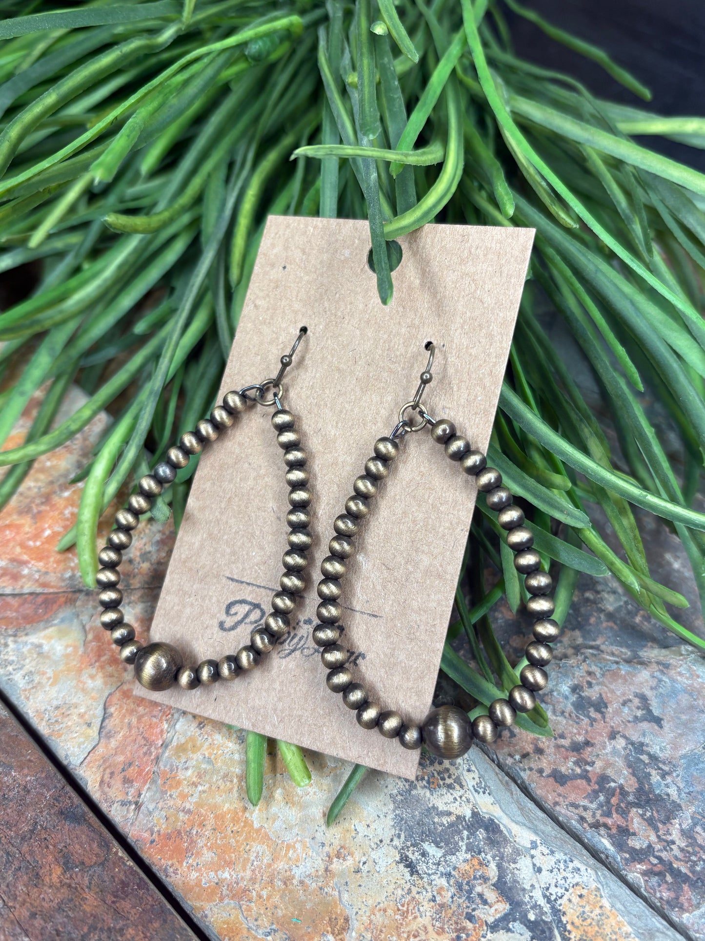 Sante Fe Navajo Style Pearl Teardrop Earrings