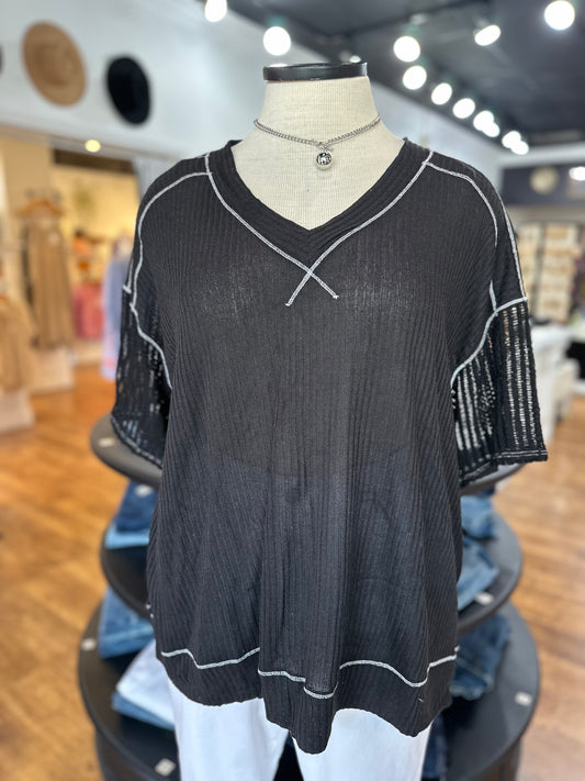 Sunny Smiles Knit Top ~ Black