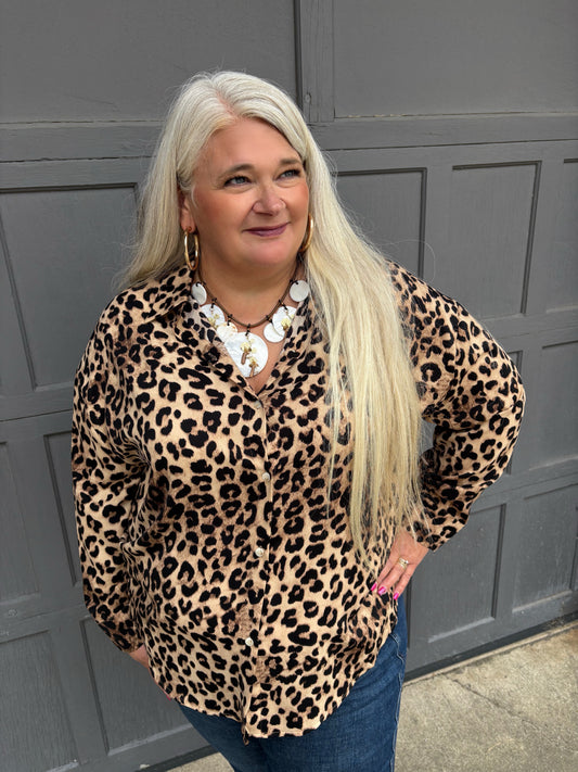 On Point Button Up Shirt  ~ Leopard