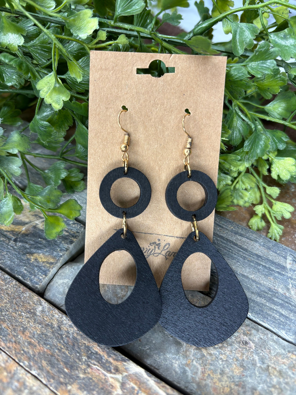 Eclipse Angle Wooden Earrings