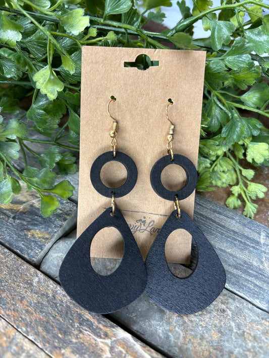 Eclipse Angle Wooden Earrings