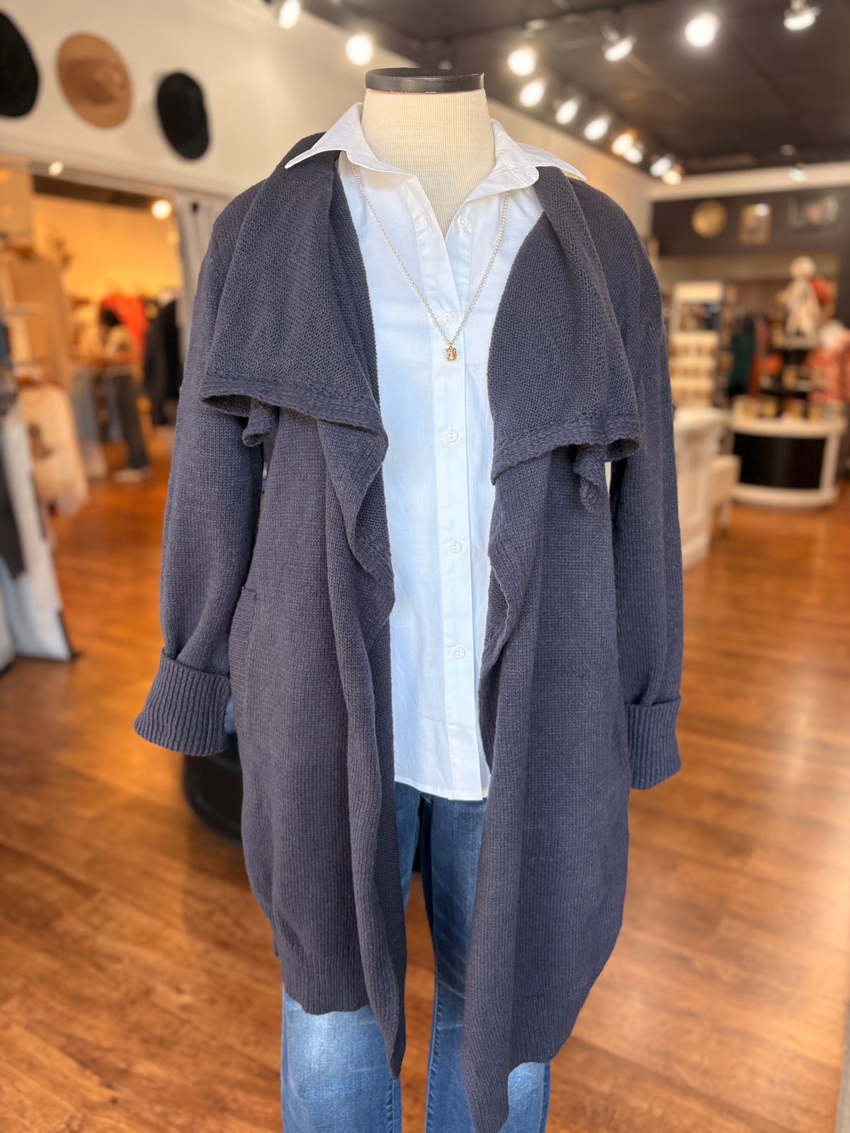 Like No Other Long Cardigan ~ Stone Charcoal
