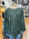 Dreamy Evenings Velvet Smocked Top