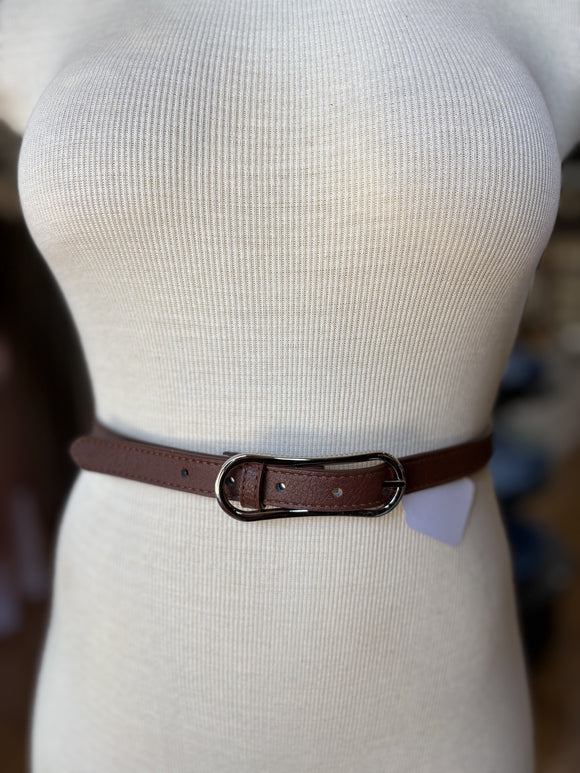 People Like Us Skinny Buckle Belt ~ Brown