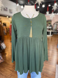 Can't Miss Babydoll Top ~ Army Green
