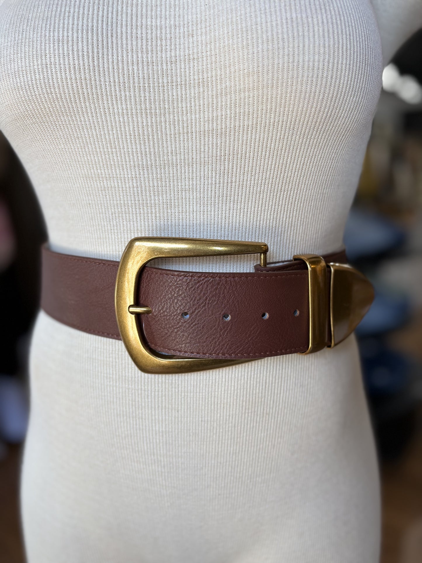 Stay Updated Wide Width Belt with Buckle ~ Brown