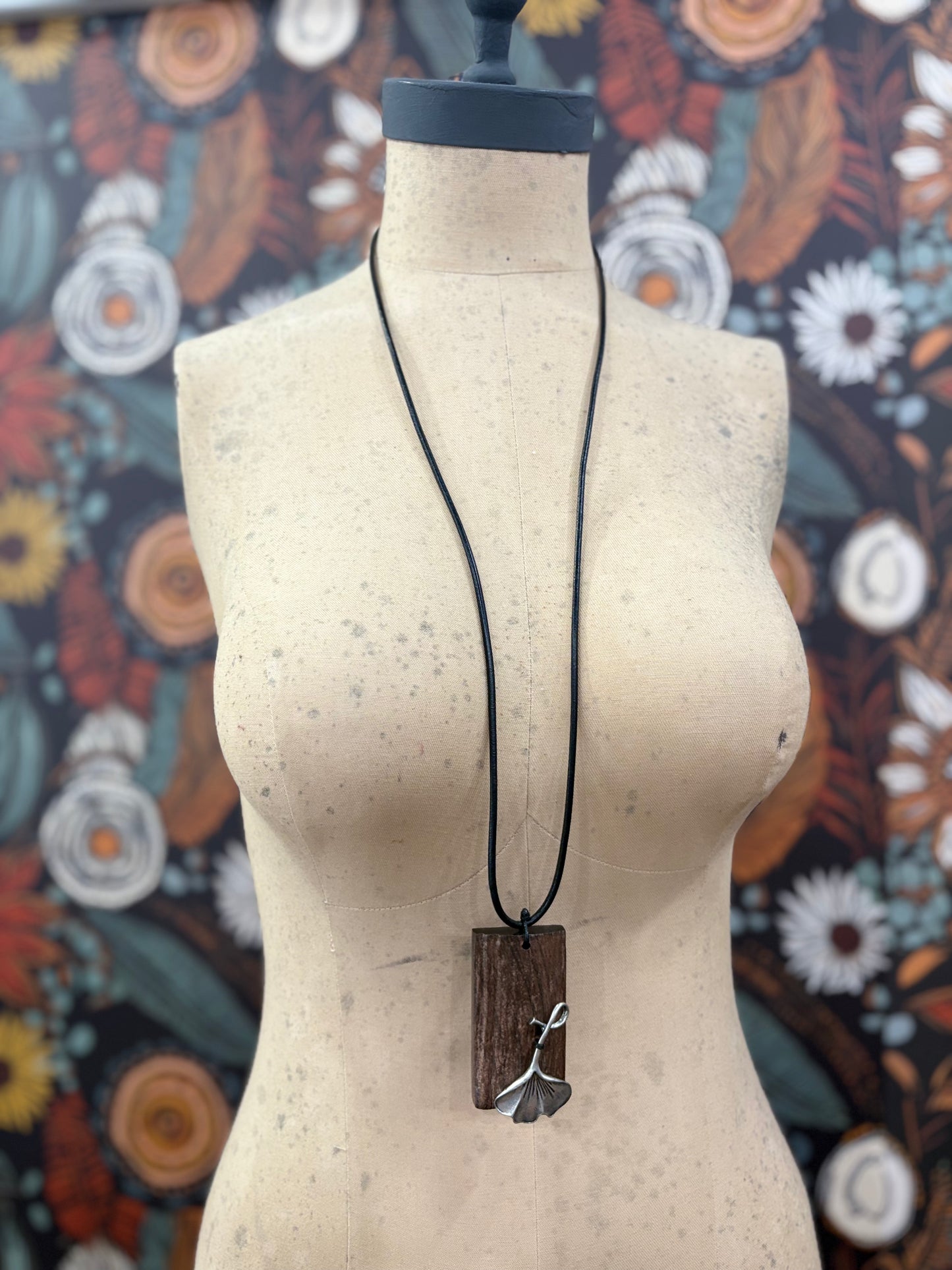 Gingko Leaf Wood Necklace