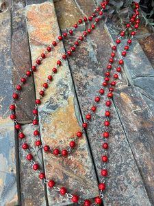 Cascade Beaded Necklace ~ Red