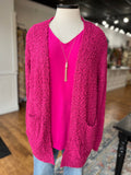 Face The Day Open Front Cardigan ~ Magenta