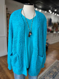 Face The Day Open Front Cardigan ~ Ice Blue